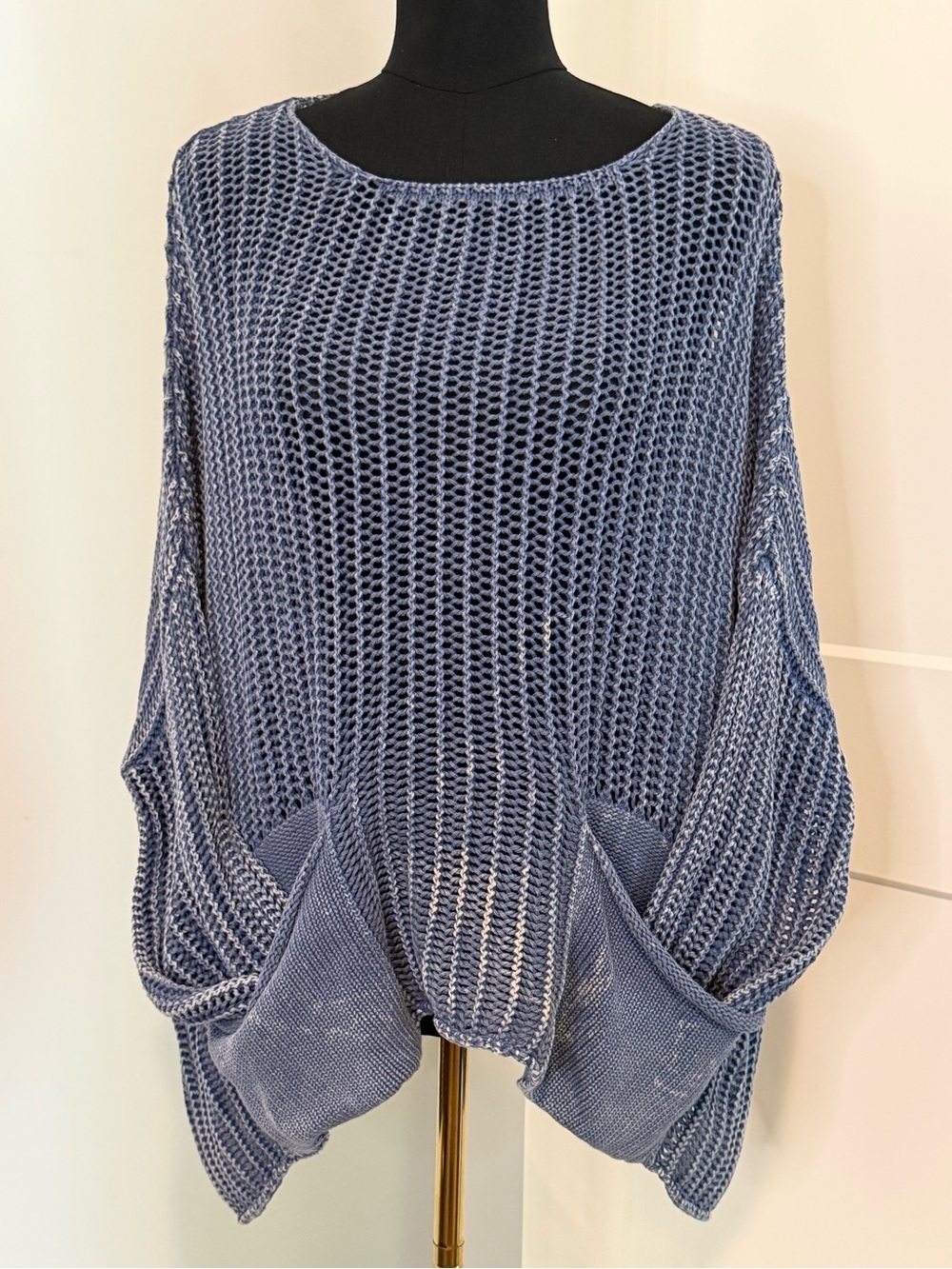 Tempo Paris Women’s Lightweight Open-Knit Women's Sweater Pullover - Blue